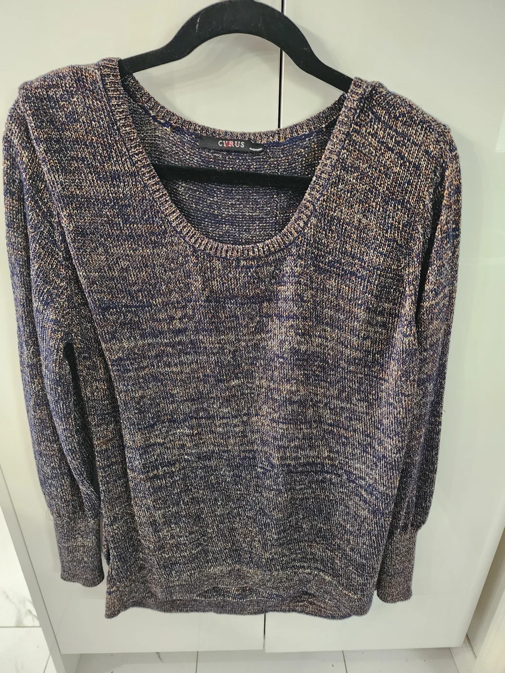 Cyrus Marled Navy and Gray Scoop Neck Sweater